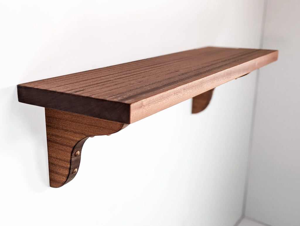 Solid Wood Shelf with Mahogany Brackets